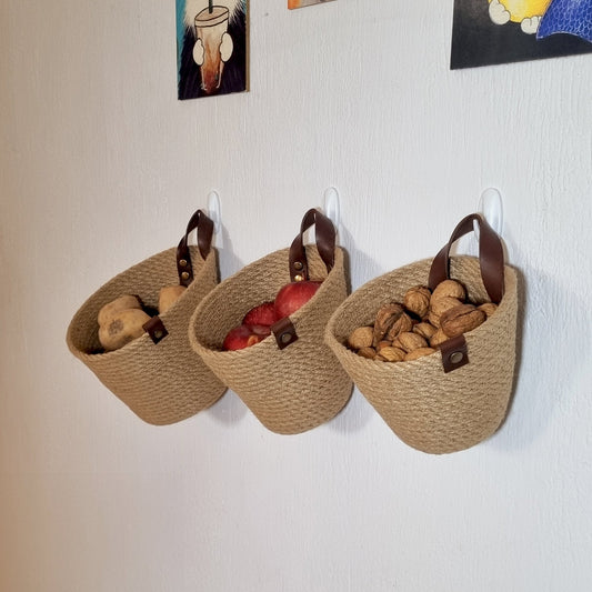 Jute Wall Hanging Basket, Storage Hanging Basket, Bathroom Hanging Basket, Kitchen Fruit Storage Basket